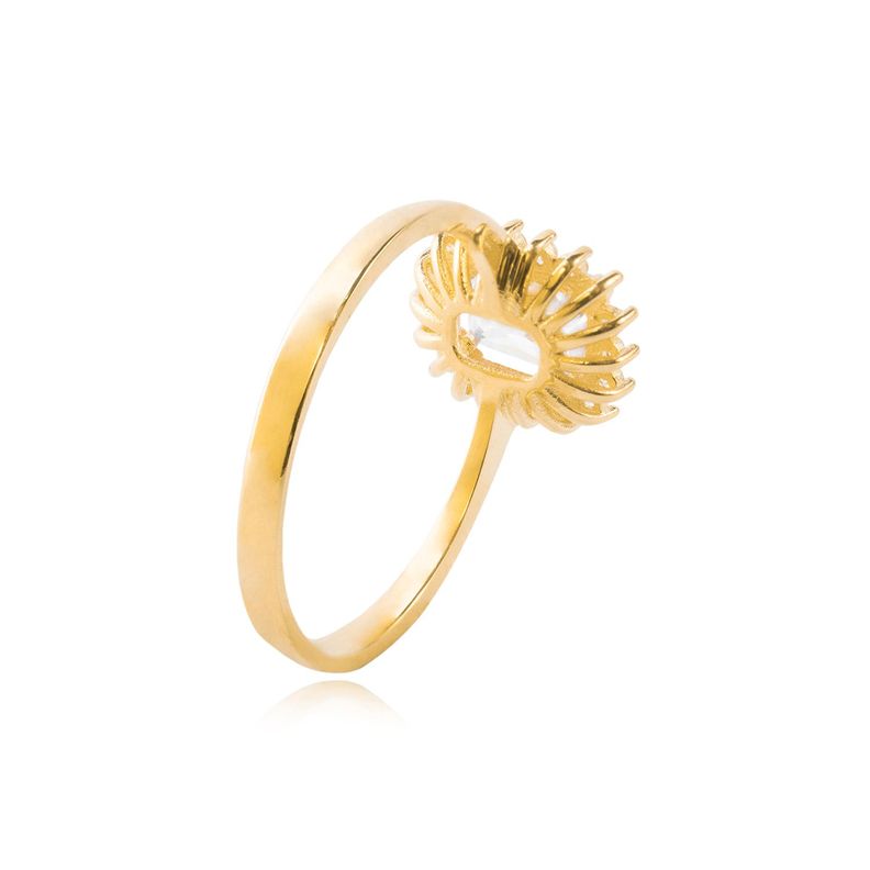Anillo Compromiso de Oro 18kt Modelo Solitario Cuadrado con Circonitas-2