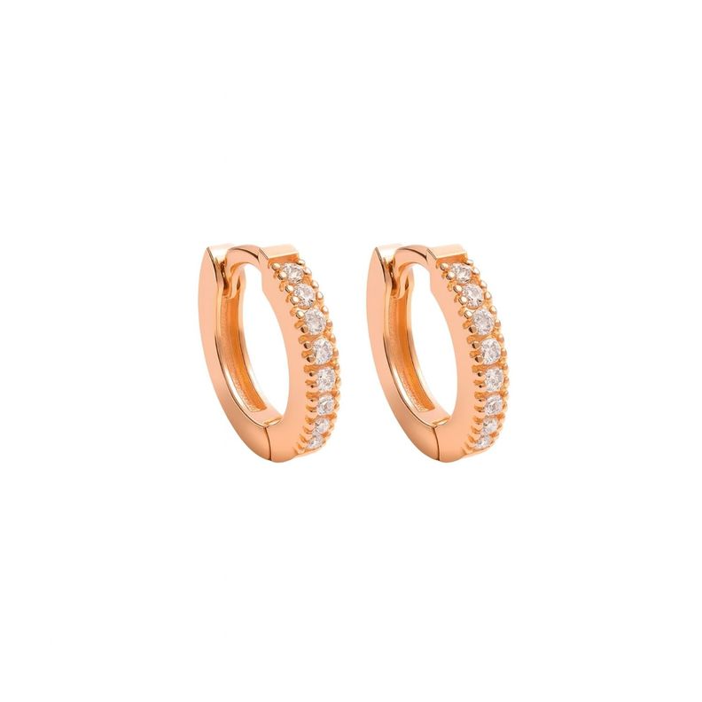 Aros Revestidos Oro Rosa 18kt Argollas Pequeñas y Circonita