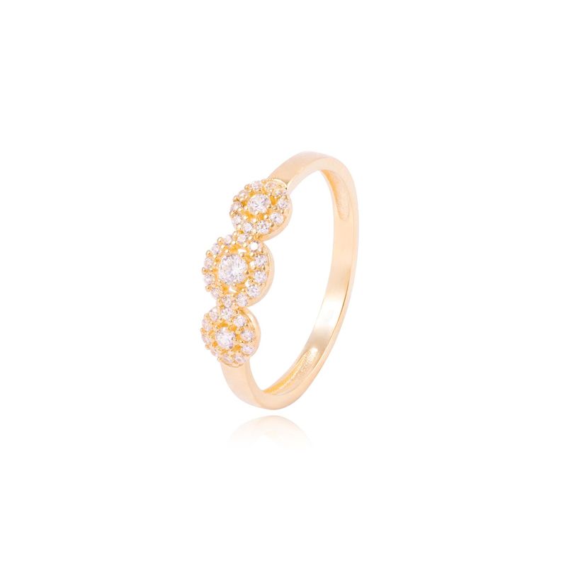 Anillo Compromiso de Oro 18Kt Circón Rosetón Triple-0