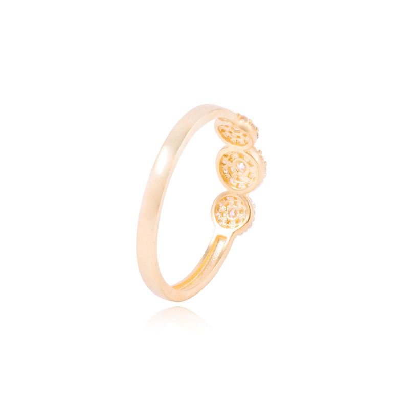 Anillo Compromiso de Oro 18Kt Circón Rosetón Triple-2