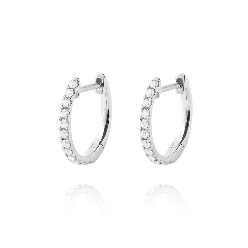 Aros Oro Blanco 18kt Diamantes de Argollas 23 Pts Totales-0