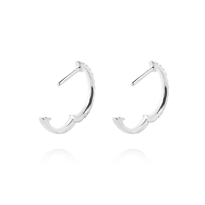 Aros Oro Blanco 18kt Diamantes de Argollas 23 Pts Totales-2