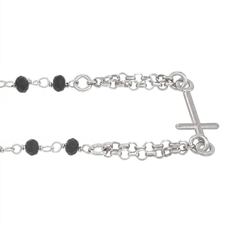 Collar de Plata Esterlina 925 Rosario Onix-1