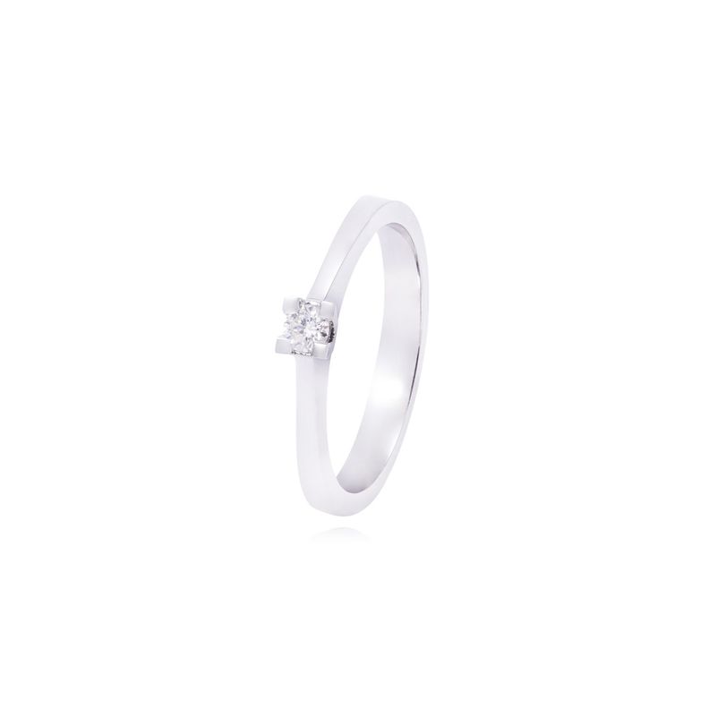 Anillo Compromiso de Oro de 18kt Solitario 9 puntos de diamante-0