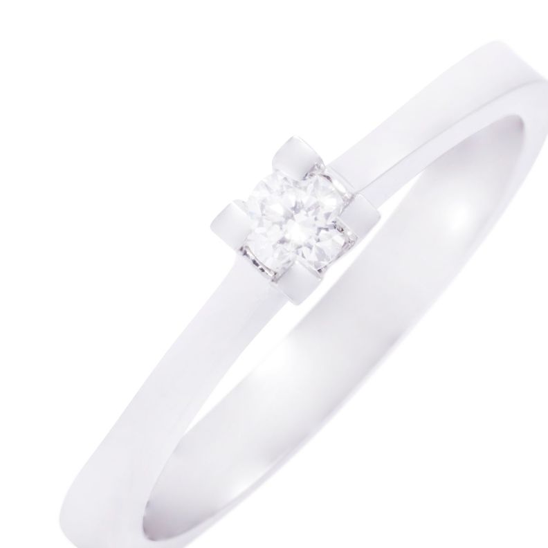 Anillo Compromiso de Oro de 18kt Solitario 9 puntos de diamante-1