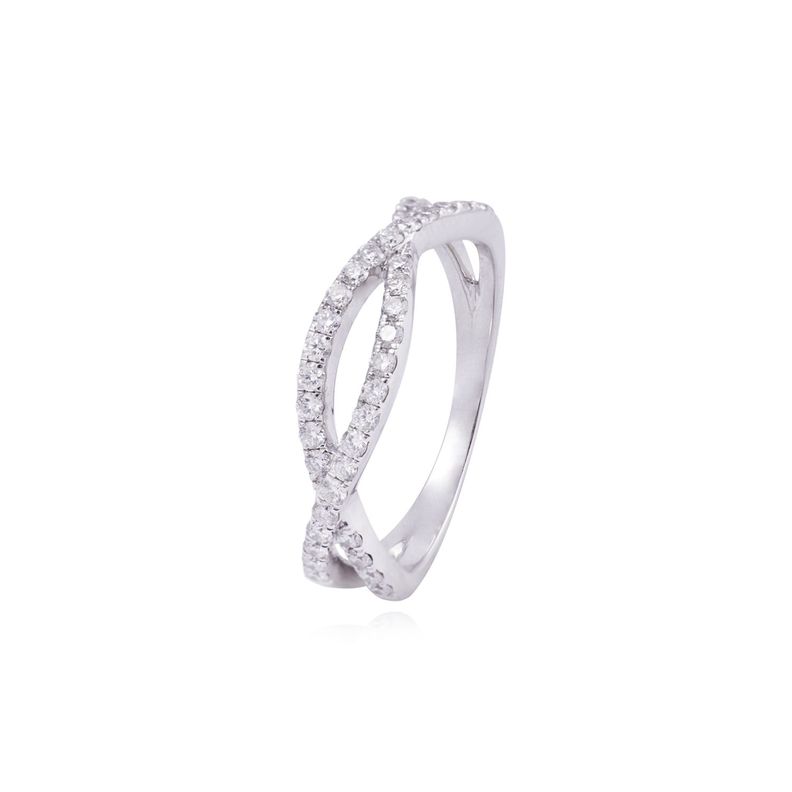 Anillo Compromiso de Oro de 18kt Eslabones 41 puntos de diamante-0