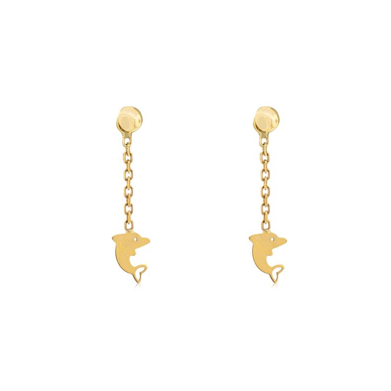 Aros de Oro 18kt Delfin de Colgante-0