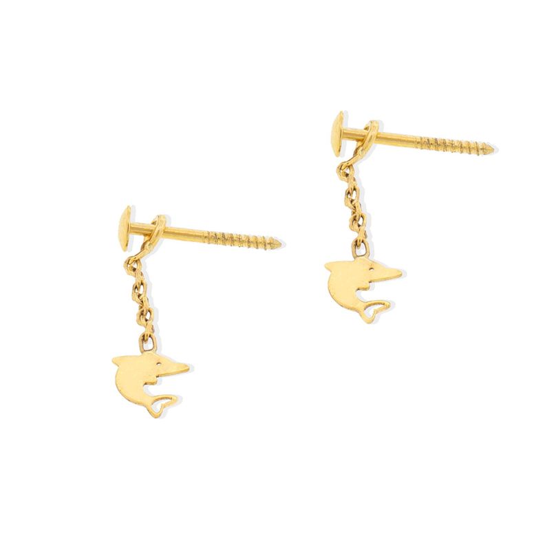 Aros de Oro 18kt Delfin de Colgante-1
