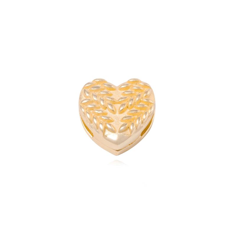 Dije de Plata broche Corazón Tallado Revestido en Oro 18kt-0