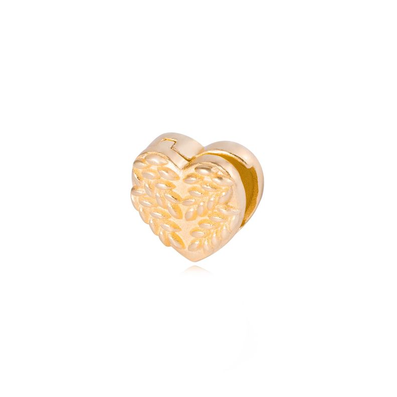 Dije de Plata broche Corazón Tallado Revestido en Oro 18kt-1