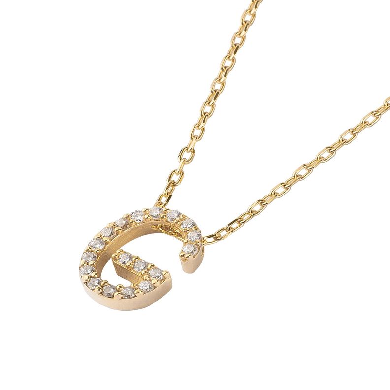 Collar de Plata Esterlina 925 Letra G Brillo Revestido en Oro 18kt-1