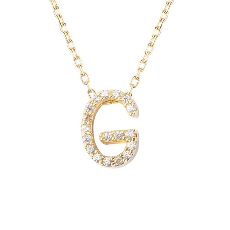Collar de Plata Esterlina 925 Letra G Brillo Revestido en Oro 18kt-2