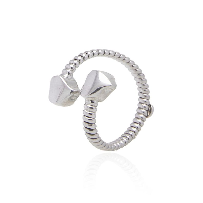 Anillo de Plata Esterlina 925 Abierto Doble Corazon-0