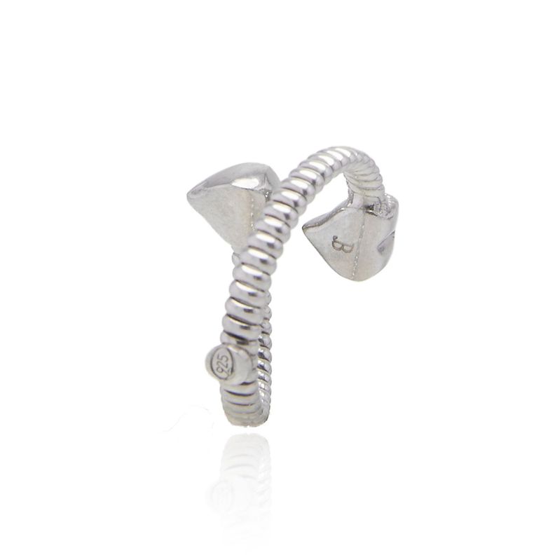 Anillo de Plata Esterlina 925 Abierto Doble Corazon-2