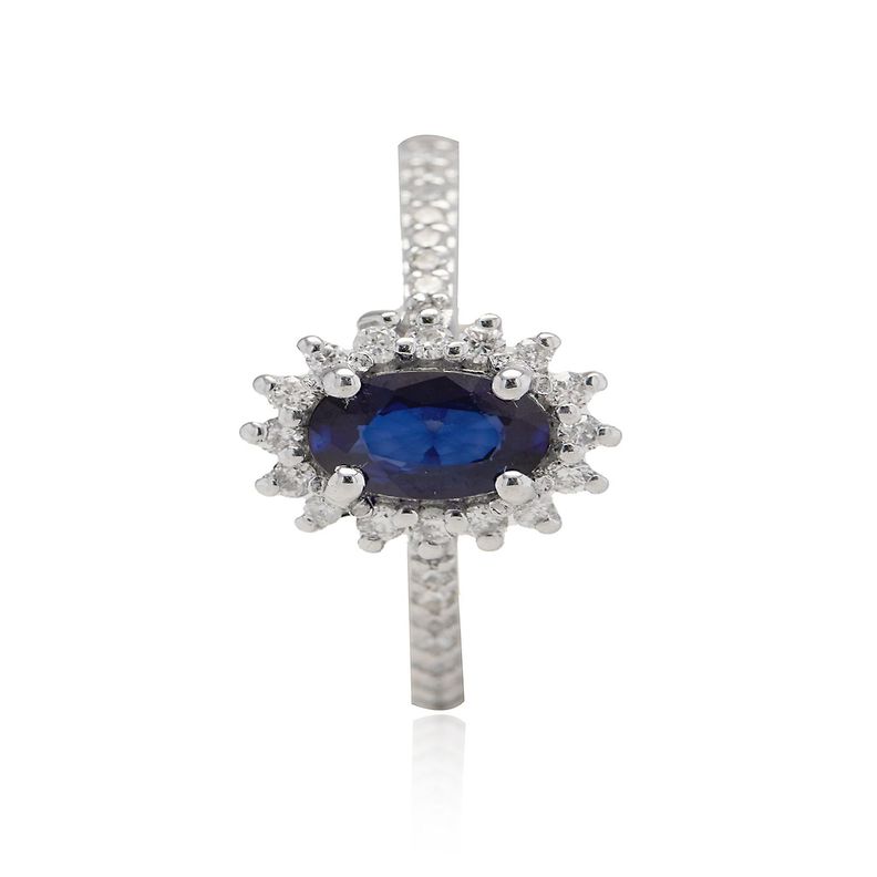 Anillo Compromiso Oro Blanco 18kt Diamantes 19 Pts y 48Pts Zafiro-0