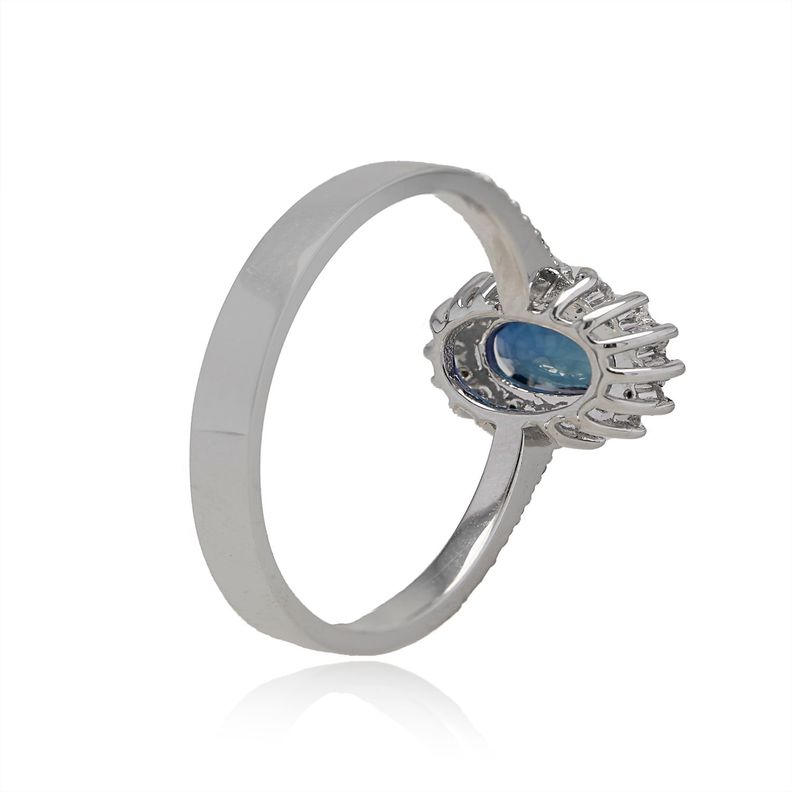 Anillo Compromiso Oro Blanco 18kt Diamantes 19 Pts y 48Pts Zafiro-2