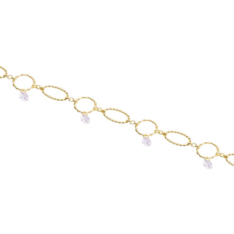 Pulsera Plata Esterlina 925 Óvalos Circonita Revestido en Oro 18kt-1