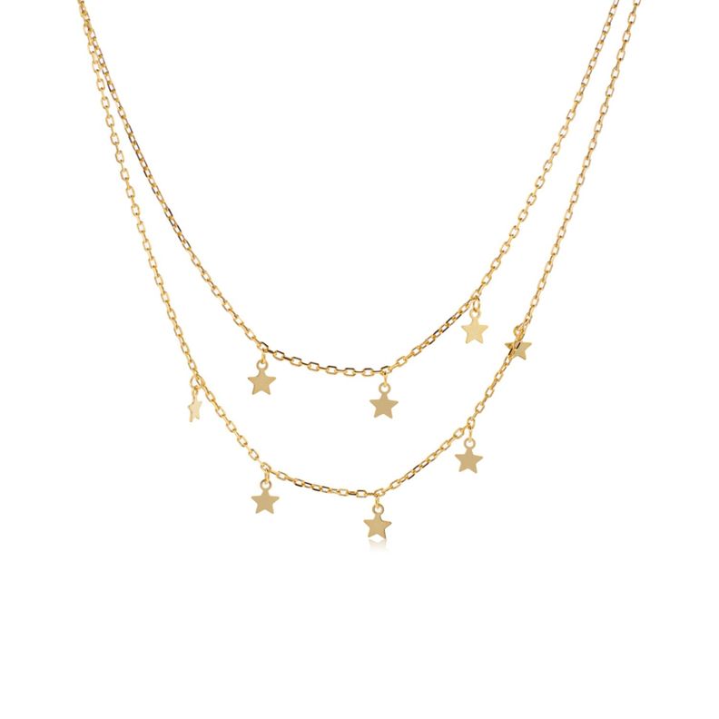 Collar de Plata Esterlina 925 Estrellas Revestido en Oro 18kt-0
