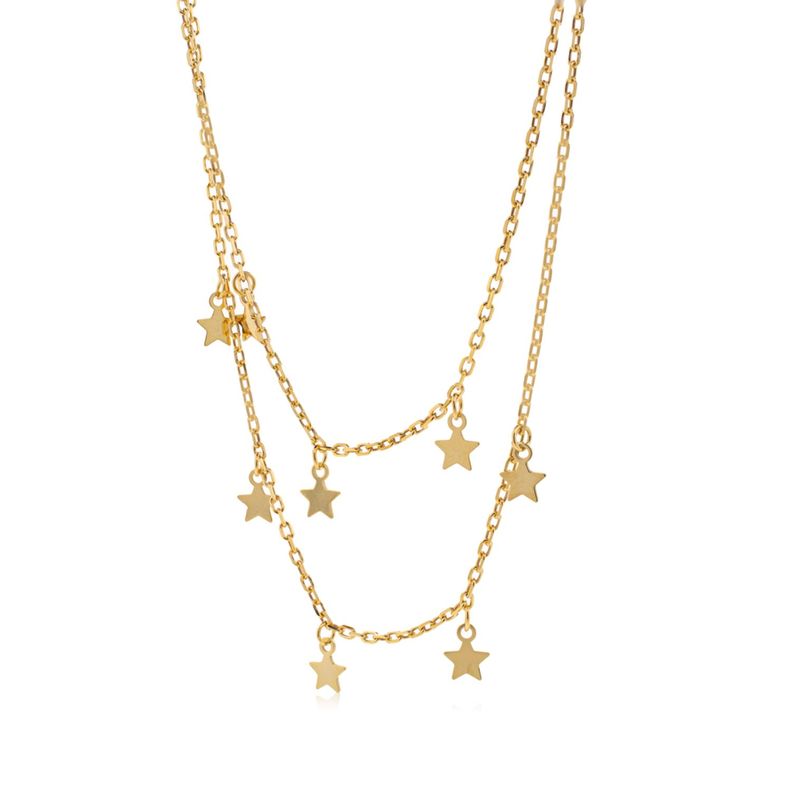 Collar de Plata Esterlina 925 Estrellas Revestido en Oro 18kt-2
