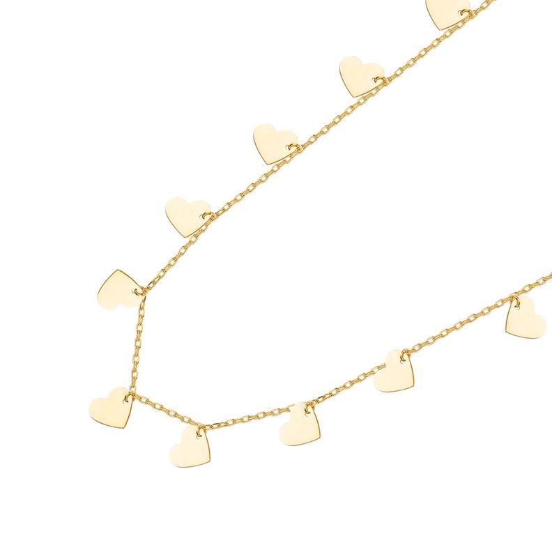 Collar Oro Amarillo 18kt Modelo Corazones en Cadeneta-1