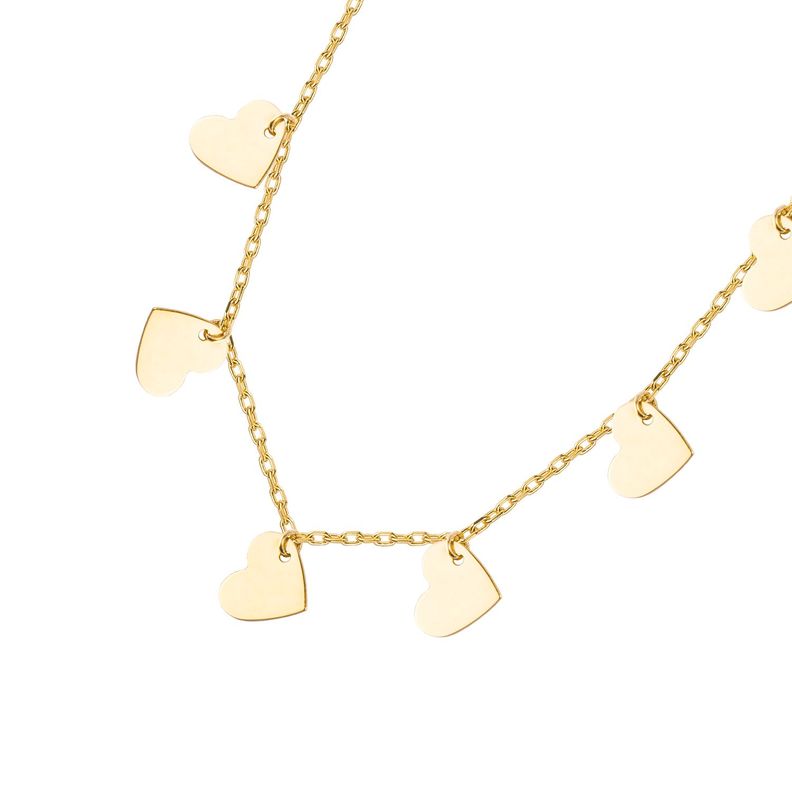 Collar Oro Amarillo 18kt Modelo Corazones en Cadeneta-2