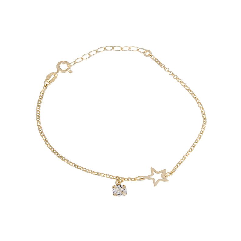 Pulsera Plata Esterlina 925 Estrella Revestido Oro 18kt-0