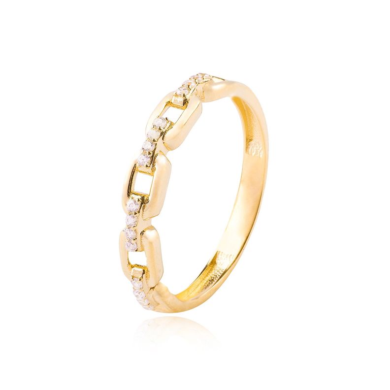 Anillo de Oro 18kt Cadena en Circon-0