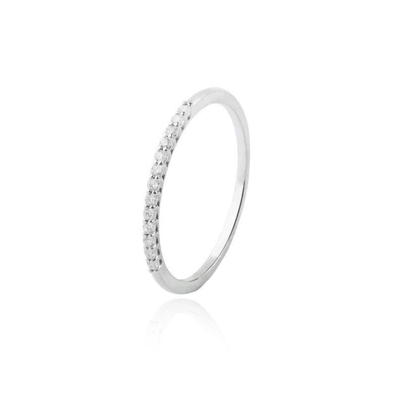 Anillo Oro Blanco 18kt Diamantes 12Pts Medio Cintillo-0
