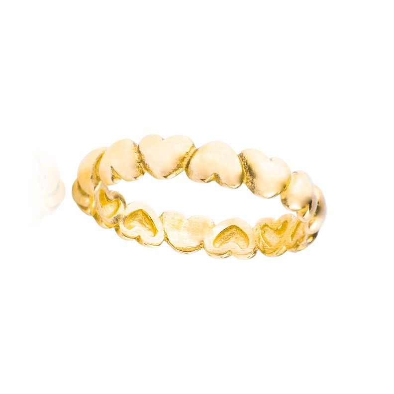 Anillo Plata Esterlina 925 Corazón Solido Revestido Oro Amarillo 18kt-1