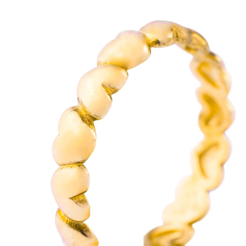 Anillo Plata Esterlina 925 Corazón Solido Revestido Oro Amarillo 18kt-2