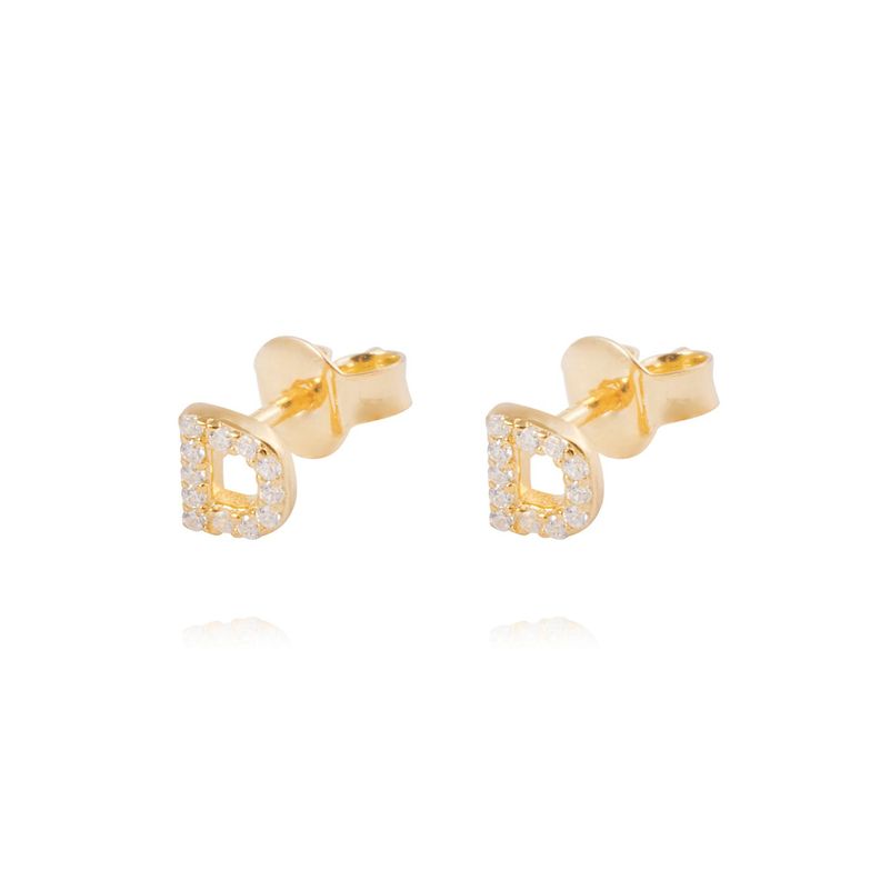 Aros de Plata Esterlina 925 Letra D Bañado en Oro 14kt-0