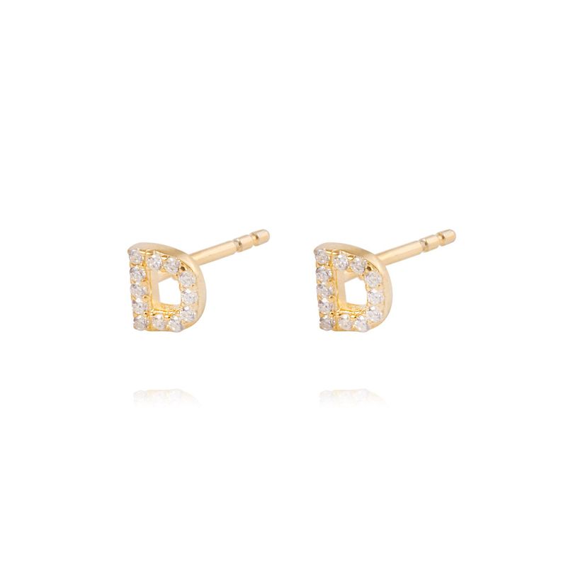 Aros de Plata Esterlina 925 Letra D Bañado en Oro 14kt-1