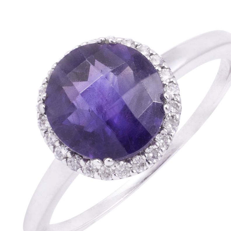 Anillo de Oro Blanco 18kt con Diamantes 13Pts y 1,65Qlts Amatista Natural-1