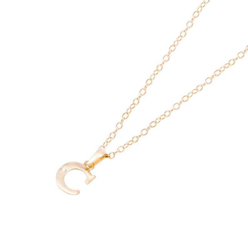 Collar de Oro de 18kt Circonitas letra C-0