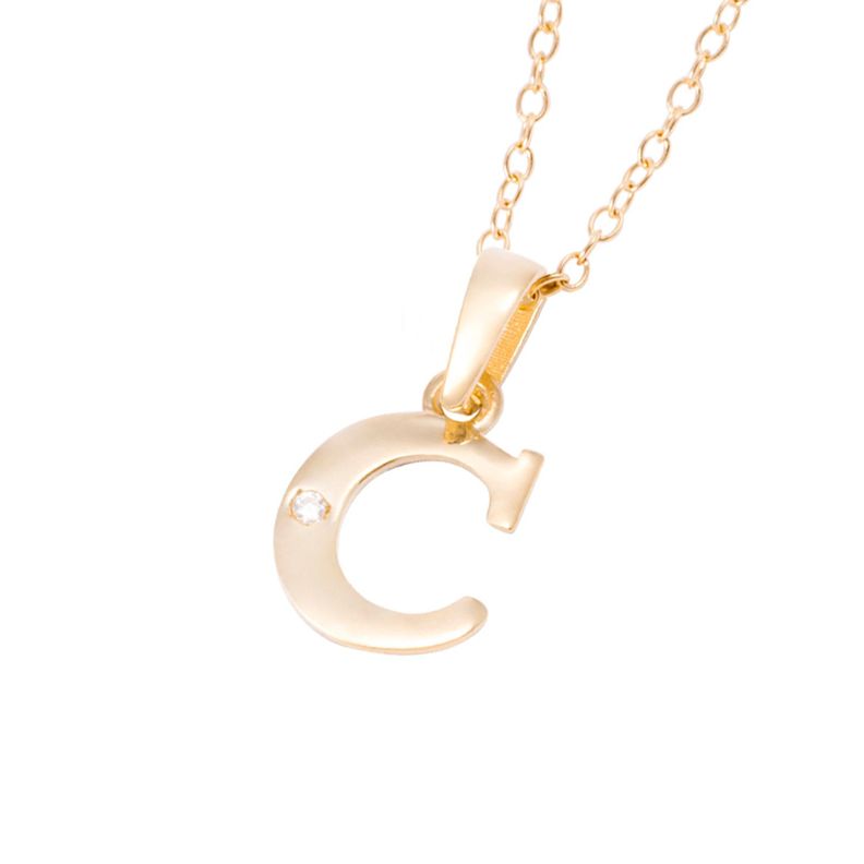 Collar de Oro de 18kt Circonitas letra C-1