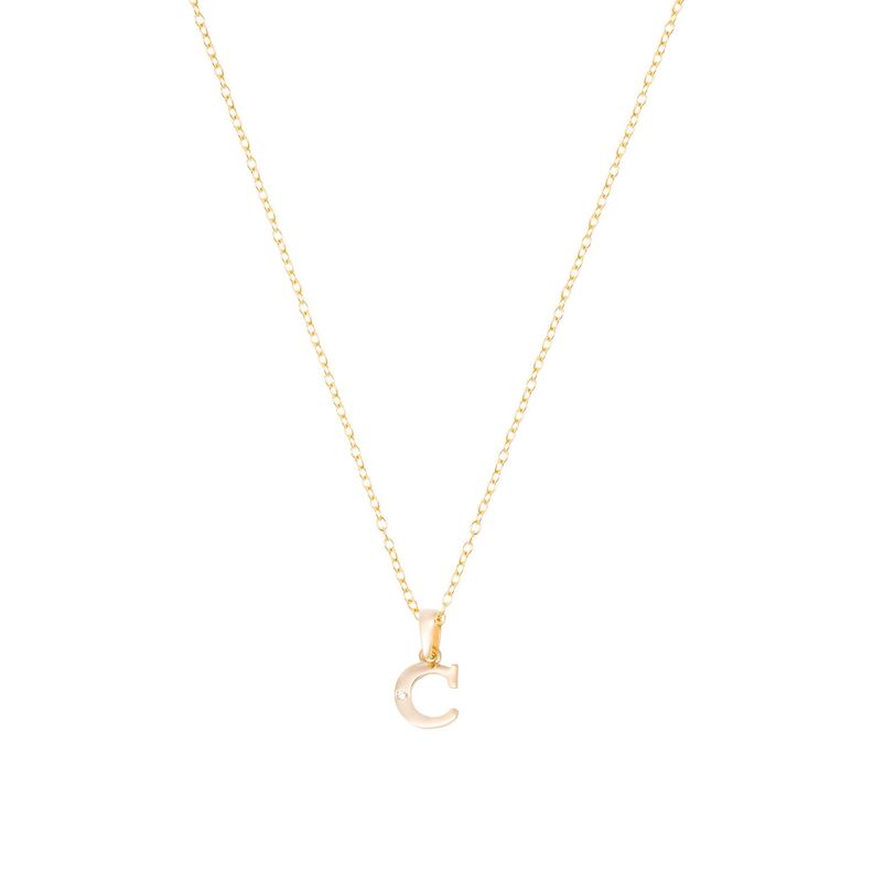 Collar de Oro de 18kt Circonitas letra C-2
