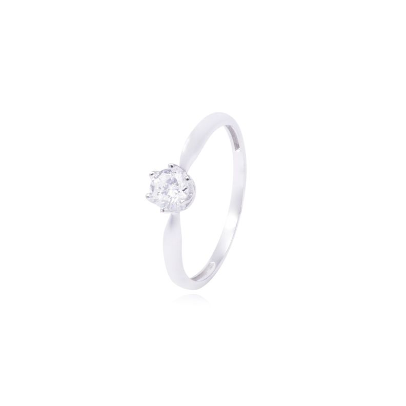 Anillo Oro Blanco 18kt Solitario con Engaste de Corona-0