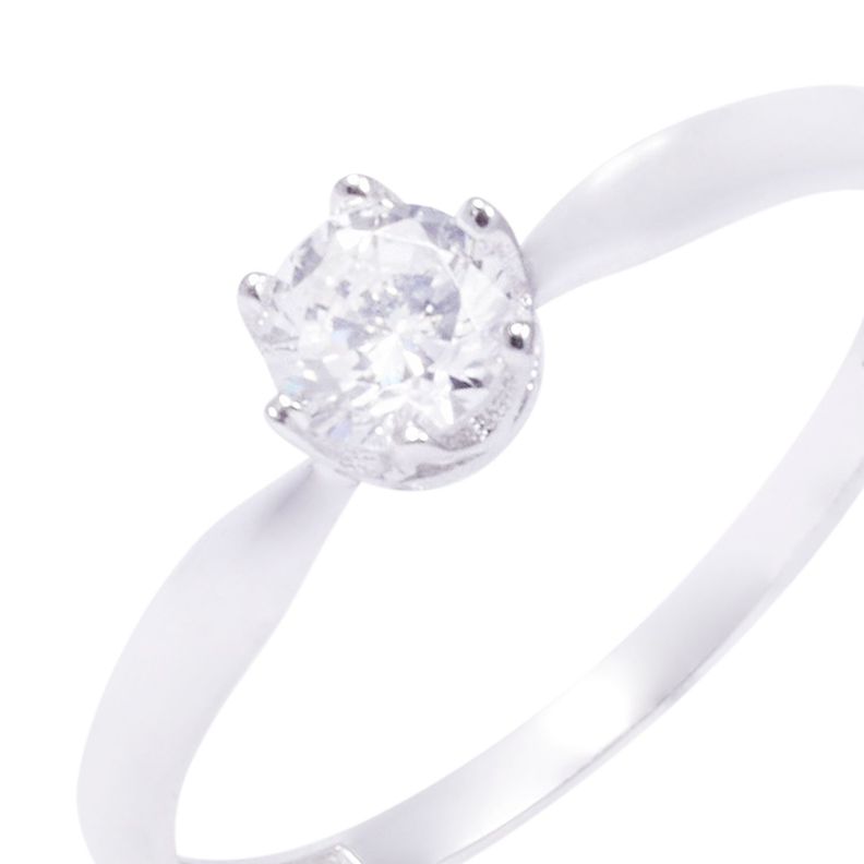 Anillo Oro Blanco 18kt Solitario con Engaste de Corona-1