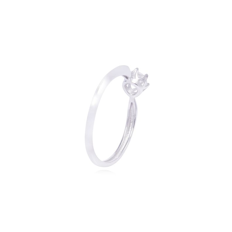 Anillo Oro Blanco 18kt Solitario con Engaste de Corona-2