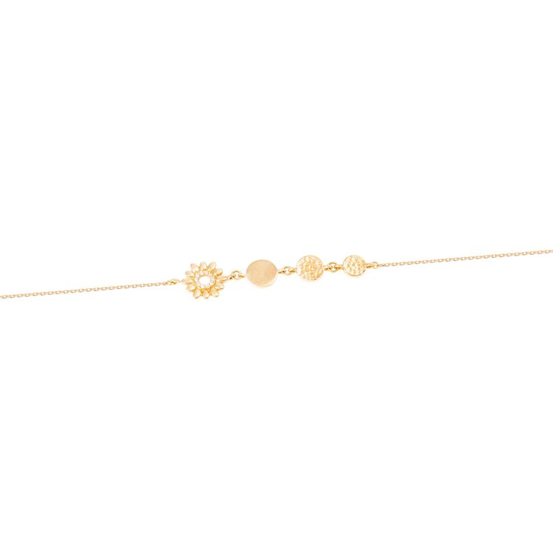 Pulsera de Oro Amarillo 18kt Círculos y Flor Diamantes 3 Pts-0