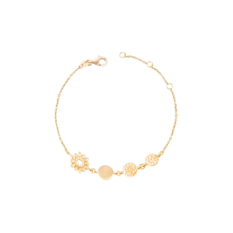 Pulsera de Oro Amarillo 18kt Círculos y Flor Diamantes 3 Pts-2