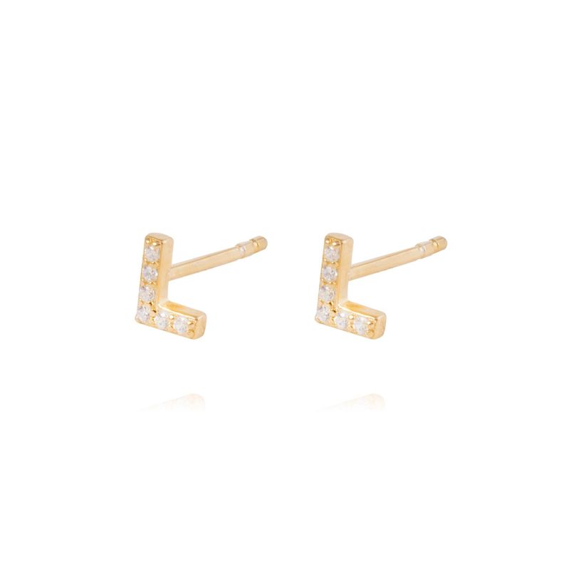 Aros de Plata Esterlina 925 Letra L Bañado en Oro 14kt-1