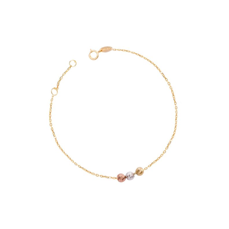 Pulsera de Oro 18kt Bolitas Tricolores-0