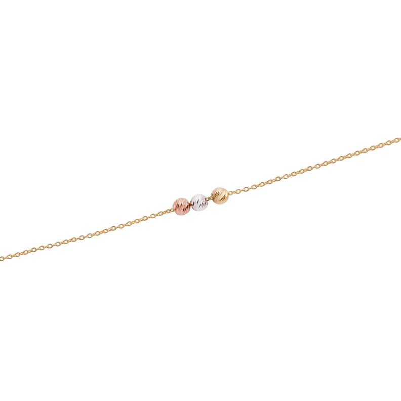 Pulsera de Oro 18kt Bolitas Tricolores-1