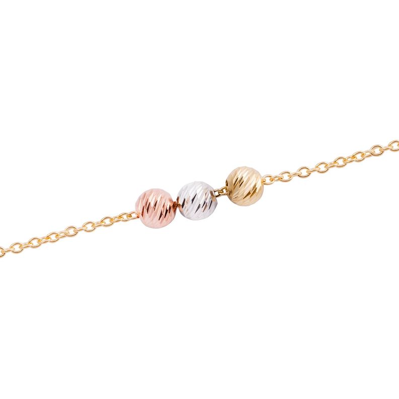Pulsera de Oro 18kt Bolitas Tricolores-2