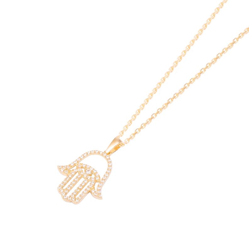 Colgante de Oro de 18kt Circonitas Mano de Fatima-1