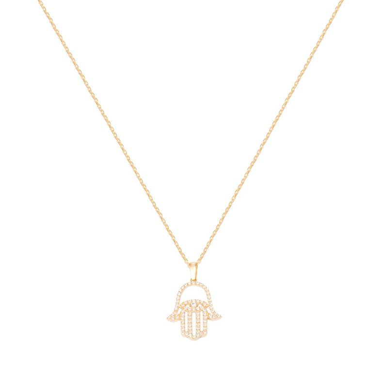 Colgante de Oro de 18kt Circonitas Mano de Fatima-2