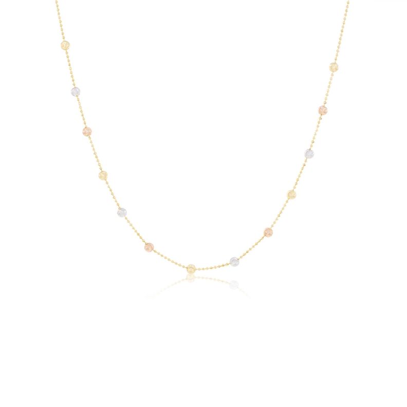 Collar de Oro 18kt Bolita Tricolor-0