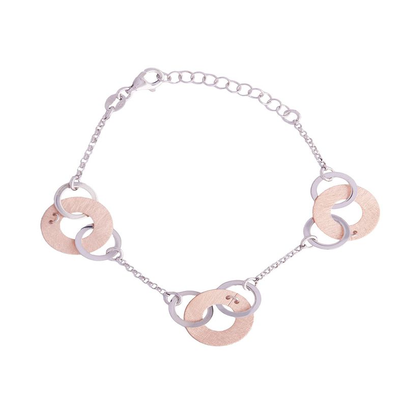 Pulsera de Plata Esterlina 925 Bicolor Argollas-0