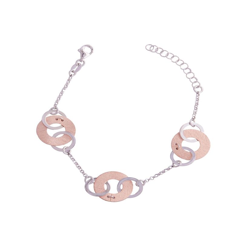 Pulsera de Plata Esterlina 925 Bicolor Argollas-2